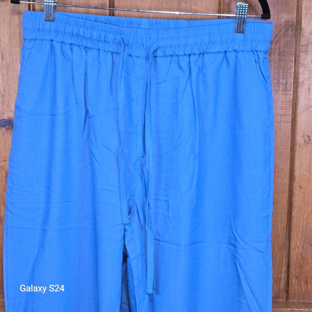 SheDenim Blue Wide Leg Elastic‎ Waist Drawstring Pants Size L